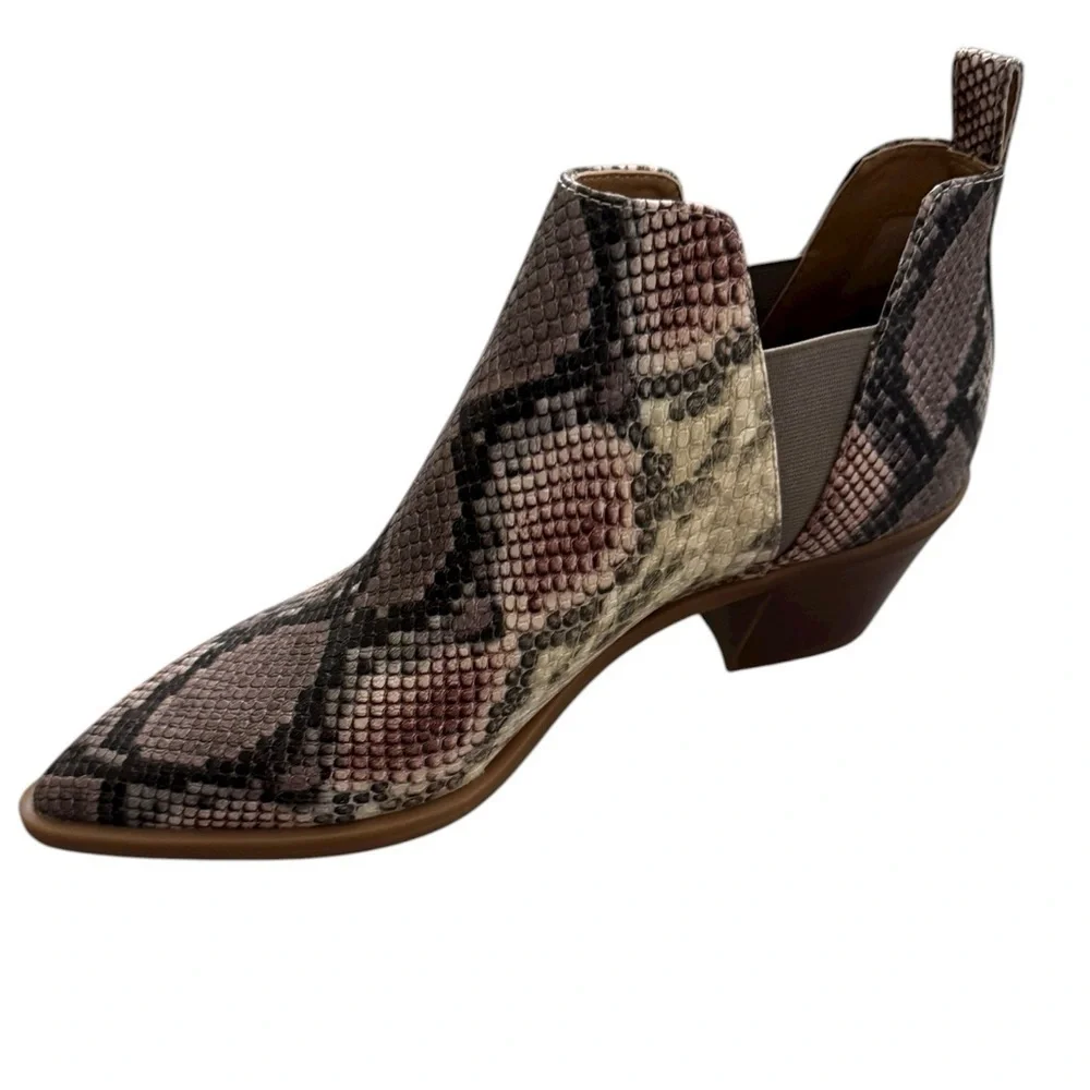 New Dolce Vita SAMY Snakeskin Bootie Ankle Block Heel Women's 10M Tan Cream Pink